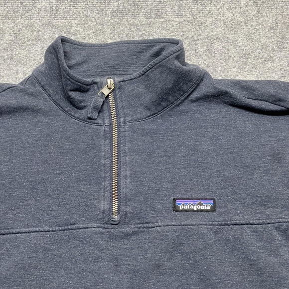 Patagonia Ahnya Pullover Womens XL Navy Blue Organic Cotton 1/4 Zip - Picture 2 of 9